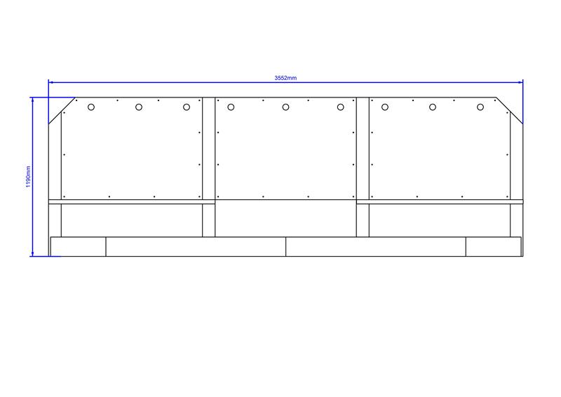 Technical render of a Large Performance Stage with Chalkboard